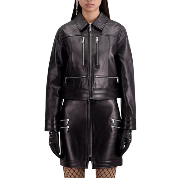 The Kooples Dresses & Skirts - The Kooples Lambskin Leather Mini Skirt Black High Waist Zip Front Sz FR 2/US 6
